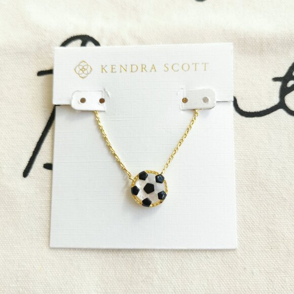 Kendra Scott Short Necklace - Soccer - Ivory Mother-of-Pearl Gold - Picture 1 of 5